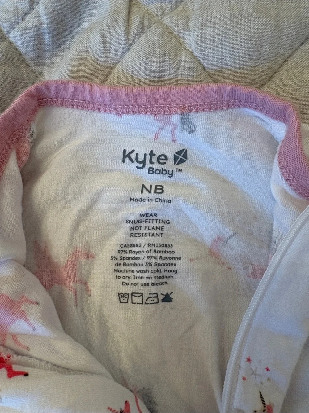 Kyte BABY White Footed One-Piece with Pink Unicorn Print